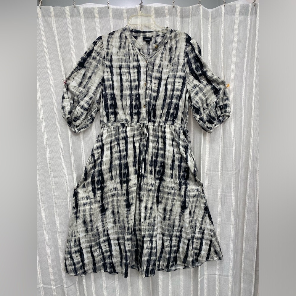 Who What Wear Midi Dress‎ Black and White Abstract Print w/ Pockets Plus Size 2X